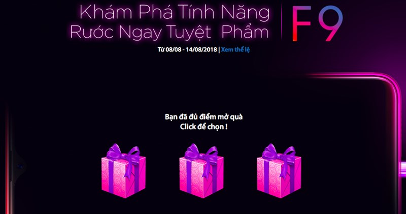 Bước 3: Trên màn hình sẽ hiển thị 3 hộp quà để bạn chọn, nếu may mắn bạn sẽ nhận được phần thưởng là thẻ cào trị giá 20.000 đồng/mỗi giải và có cơ hội may mắn trúng giải đặc biệt.  