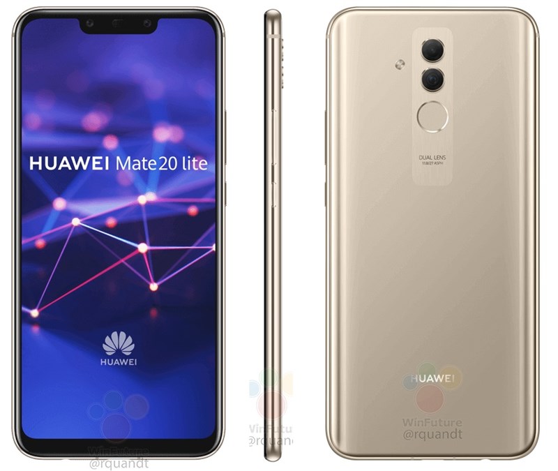 Huawei Mate 20 Lite lần đầu lộ ảnh báo chí đẹp mắt: Có notch tai thỏ, 4 camera