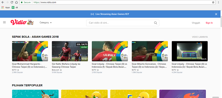 Vietnamese fans can watch ASIAD on vidio