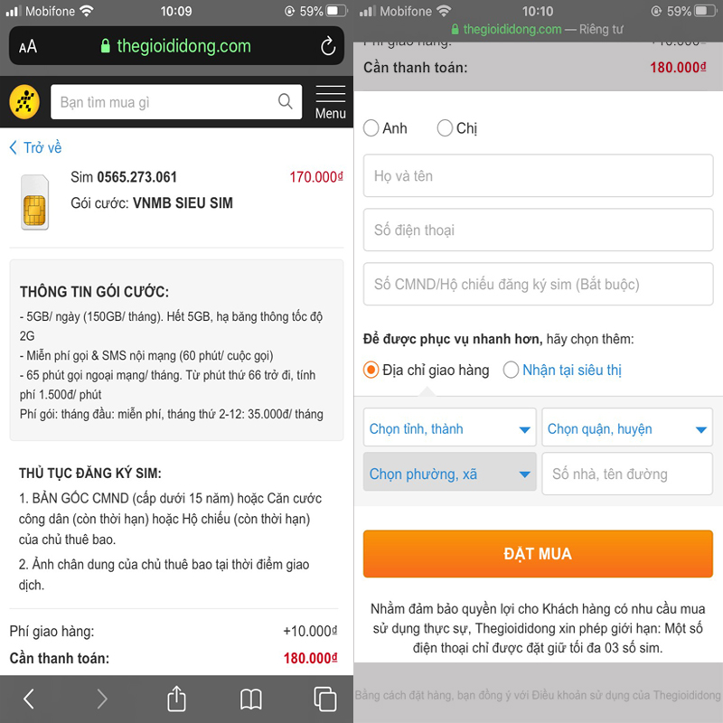 Mua siêu SIM VNMB ưu đãi khủng