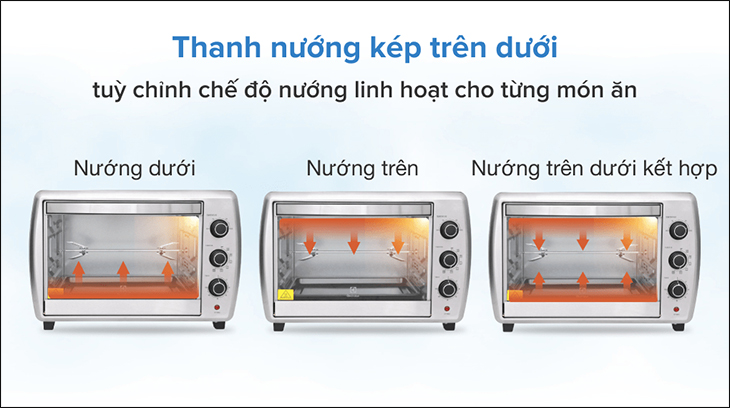 Lò nướng Electrolux có thanh nướng kép trên dưới, tùy chỉnh chế độ nướng linh