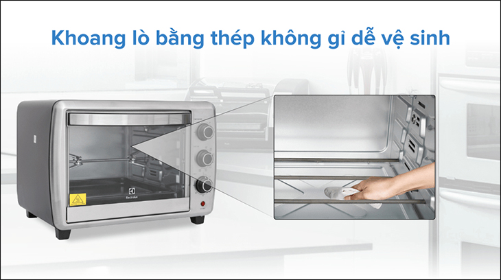 Khoang lò nướng Electrolux bằng thép không gỉ dễ vệ sinh