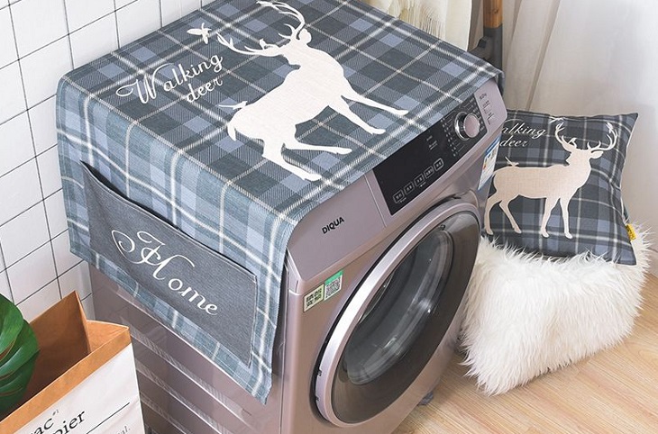 Khăn trùm máy giặt được làm từ nhiều chất liệu và in kiểu hoa văn khác nhau
