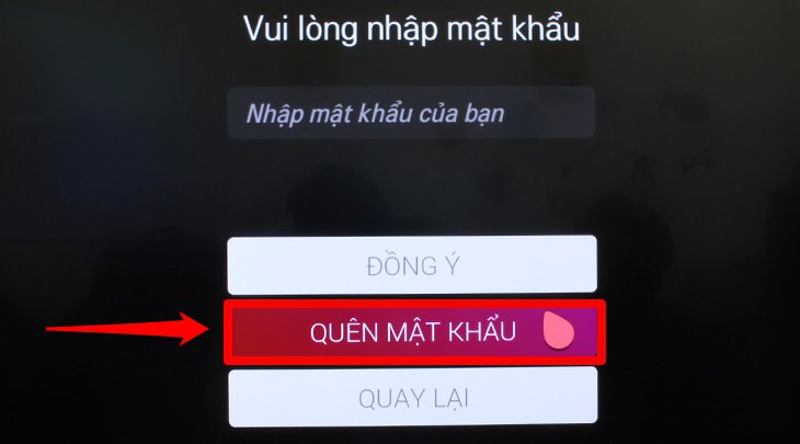 Chọn mục Quên mật khẩu Chọn mục Quên mật khẩu