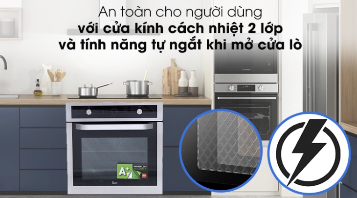 Lò nướng âm Teka HL 850 57 lít được trang bị an toàn cho người dùn Lò nướng âm Teka HL 850 57 lít được trang bị an toàn cho người dùn