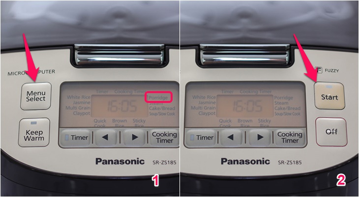 Hướng dẫn sử dụng nồi cơm điện tử Panasonic 1.8 lít SR-ZS185TRAM > Chức năng nấu cháo