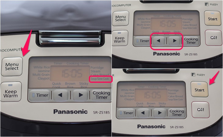 Hướng dẫn sử dụng nồi cơm điện tử Panasonic 1.8 lít SR-ZS185TRAM > Chức năng nấu súp/ninh