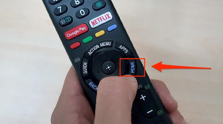 Nhấn nút Home trên remote