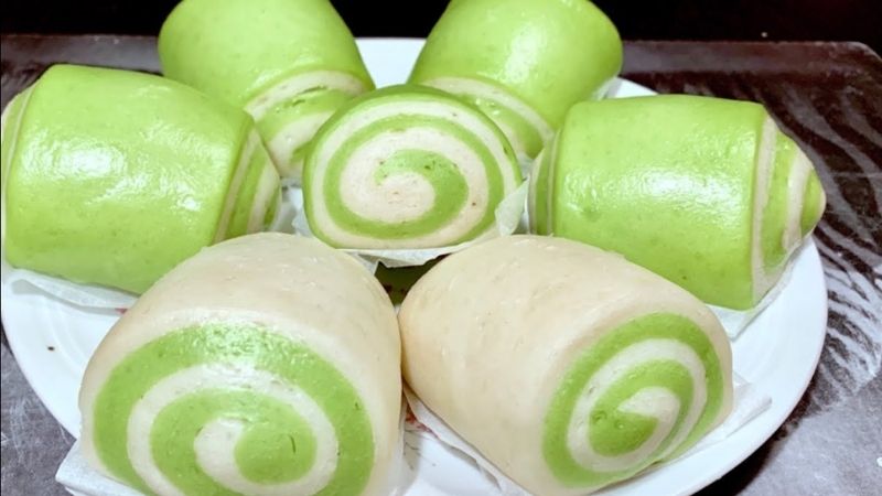 Bánh bao chay lá dứa không nhân