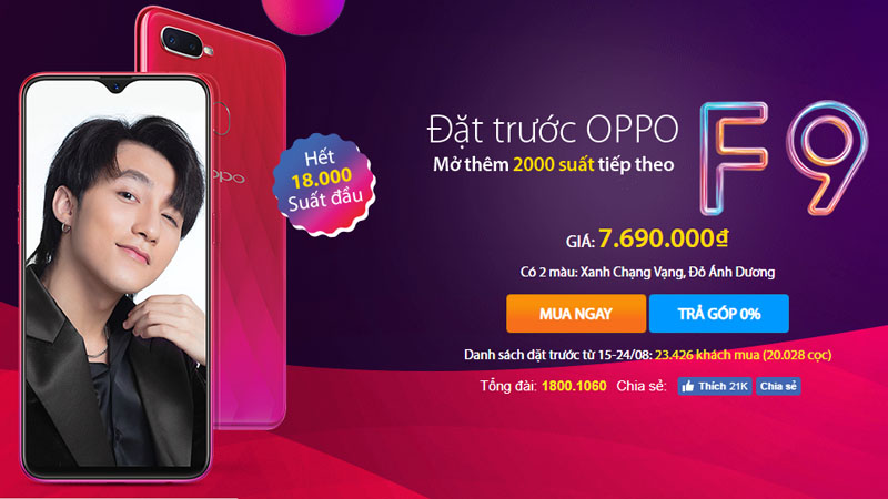 OPPO F9 kỷ lục OPPO F9 kỷ lục