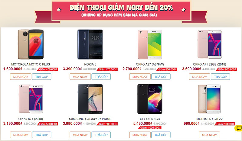 Điện thoại - laptop giảm giá theo danh sách đính kèm
