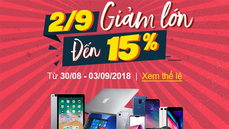 giảm giá 2/9 thế giới di động