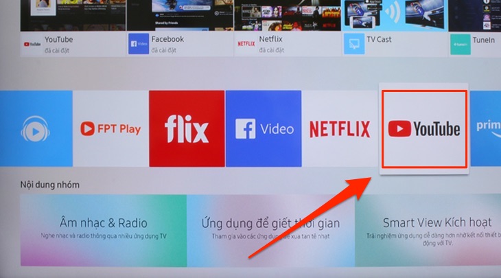 Ứng dụng Youtube trên tivi Samsung