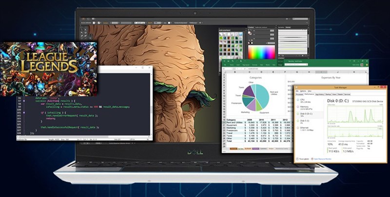 Với 16 GB RAM, chiếc Dell G3 có thể mở được nhiều tác vụ cùng lúc mà không lo bị crash hay giật lag