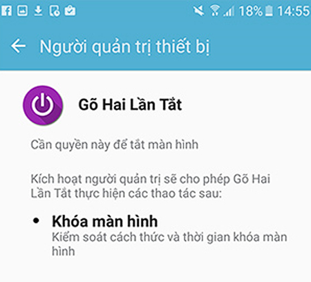 Chạm 2 lần tắt màn hình