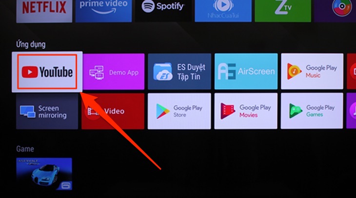 Ứng dụng Youtube trên tivi Sony