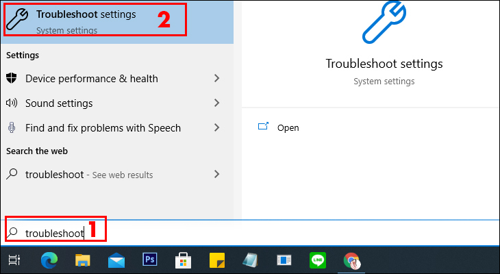 Bấm mở Troubleshoot Settings