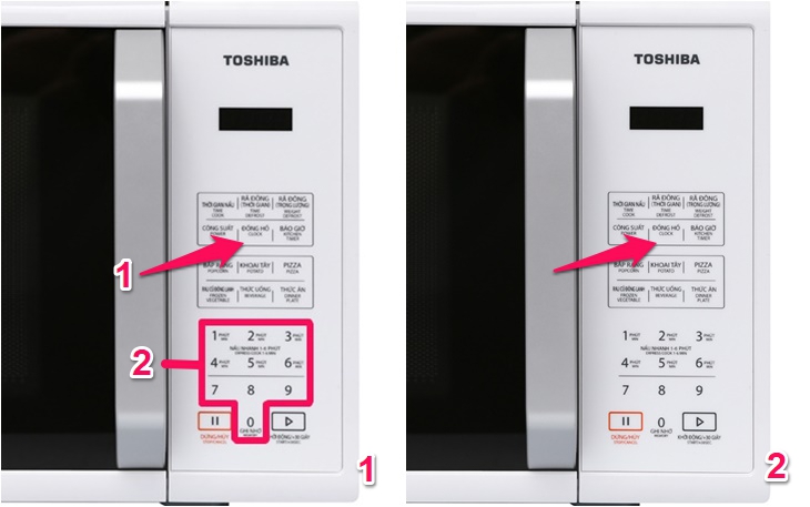 Hướng dẫn sử dụng lò vi sóng Toshiba ER-SS23(W)VN 23 Lít > Cài đặt đồng hồ