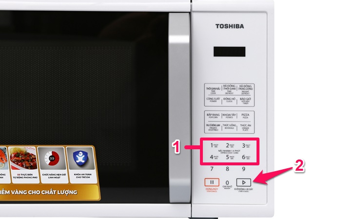 Hướng dẫn sử dụng lò vi sóng Toshiba ER-SS23(W)VN 23 Lít > Chức năng nấu nhanh