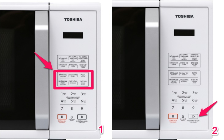 Hướng dẫn sử dụng lò vi sóng Toshiba ER-SS23(W)VN 23 Lít > Chức năng thực đơn nấu tự động