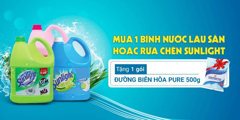 Mua 1 bình NLS/NRC Sunlight tặng 1 gói đường BH pure 500g giá 11.000đ Mua 1 bình NLS/NRC Sunlight tặng 1 gói đường BH pure 500g giá 11.000đ