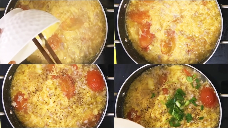 Nấu trứng với canh cà chua