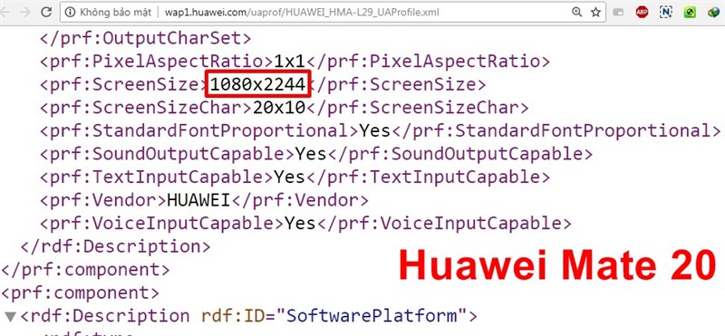 Tài liệu Uaprof hé lộ Huawei Mate 20 có màn hình Full HD+
