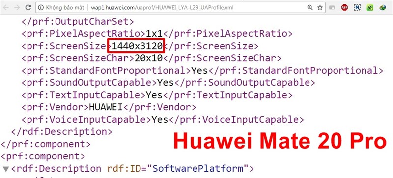 Tài liệu Uaprof hé lộ Huawei Mate 20 Pro có màn hình QHD+