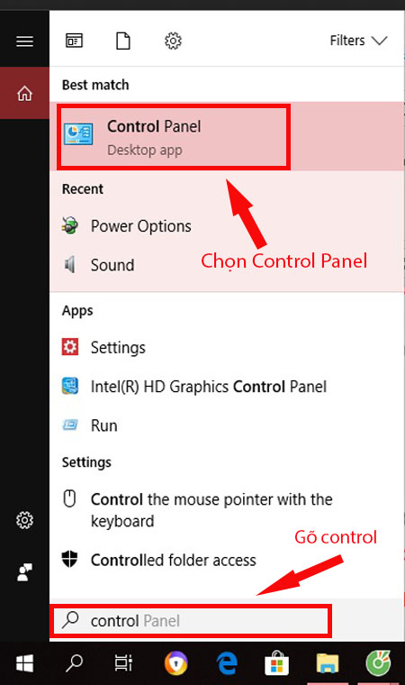 Mở hộp thoại Control Panel Mở hộp thoại Control Panel