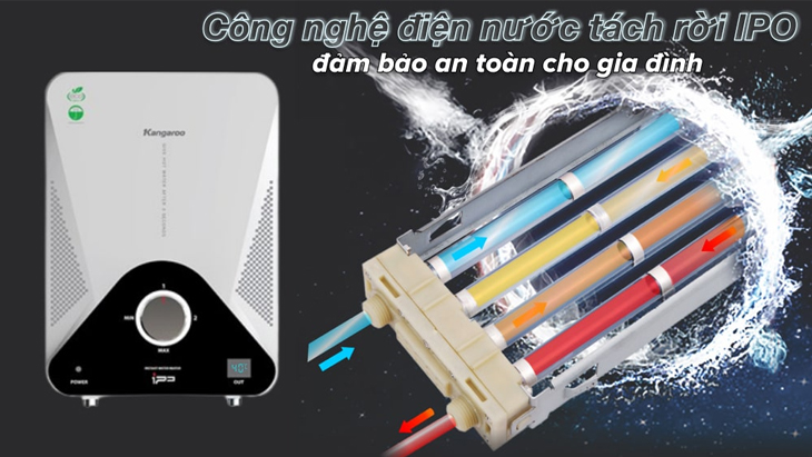 Các công nghệ nổi bật của máy nước nóng Kangaroo > Làm nóng nhanh trong 2 giây và an toàn với công nghệ IPO