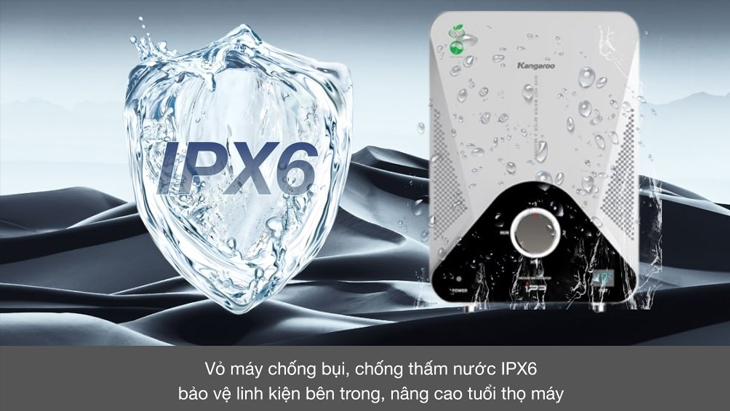 huẩn kháng nước IPX6 - Bảo vệ chống lọt nước bởi tia nước áp suất cao trong ít nhất 3 phút.