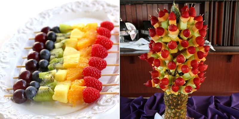 Fruit skewers are a simple but eye-catching decoration.