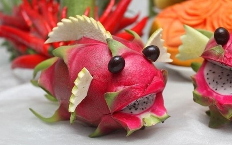 Fish made from dragon fruit