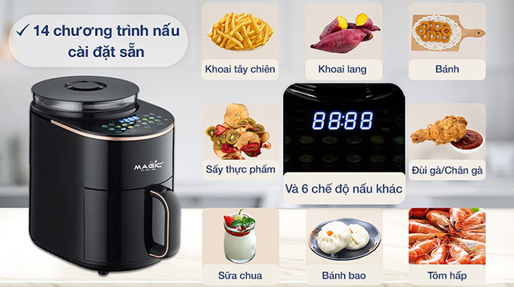 Nồi chiên không dầu kết hợp hấp Magic Eco S05 5 lít 