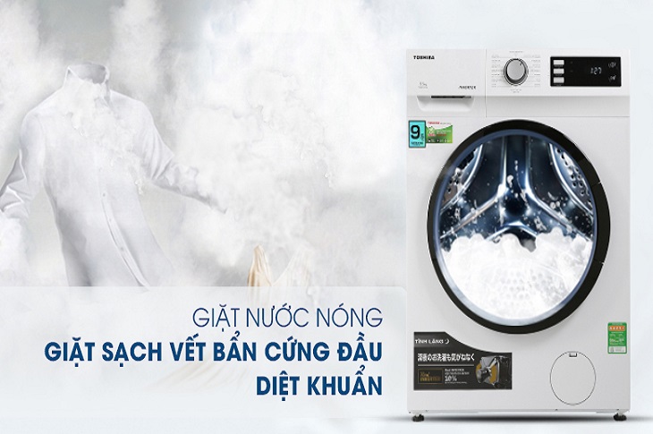 Công nghệ nước nóng trên máy giặt Toshiba Inverter 9.5 Kg TW-BK105S2V(WS) 