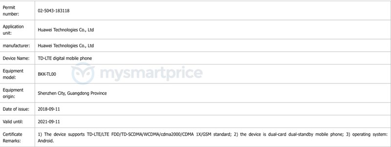BKK-TL00 trên TENAA
