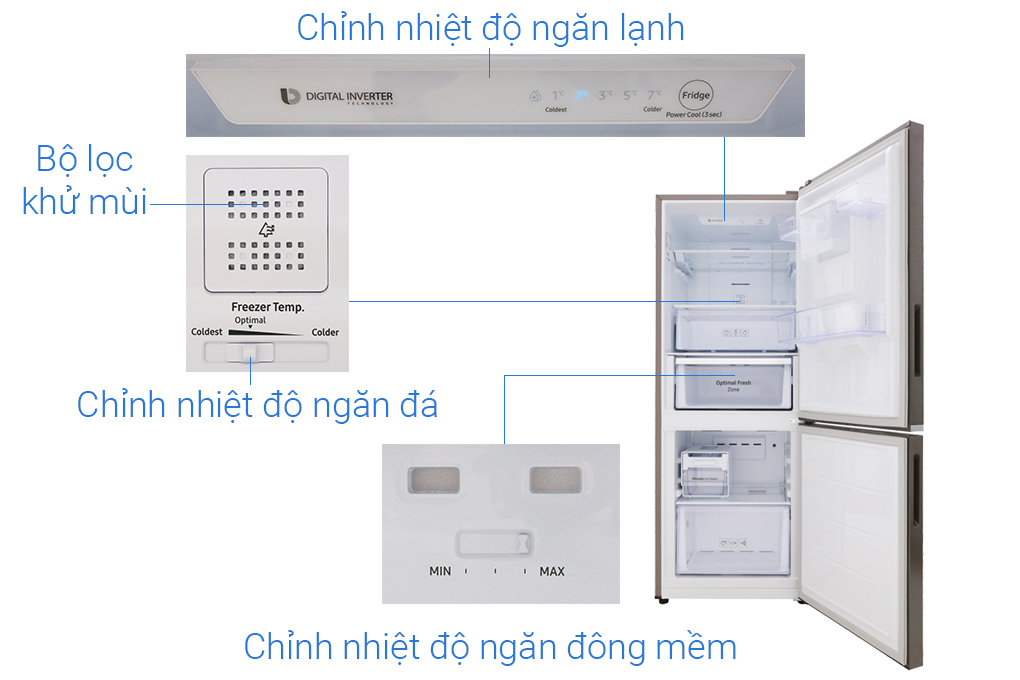 Cách xem tên sản phẩm của trên tủ lạnh Samsung Cách sử dụng bảng điều khiển tủ lạnh Samsung ngăn đá dưới > Cách xem tên sản phẩm của trên tủ lạnh Samsung