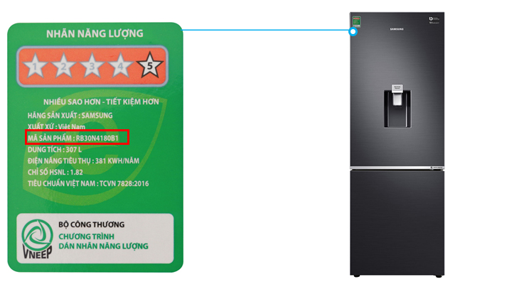 Cách xem tên sản phẩm của trên tủ lạnh Samsung Cách sử dụng bảng điều khiển tủ lạnh Samsung ngăn đá dưới > Cách xem tên sản phẩm của trên tủ lạnh Samsung