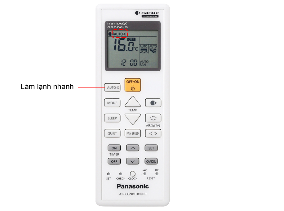 Hướng dẫn sử dụng remote máy lạnh Panasonic dòng AEROWINGS Series > Làm lạnh nhanh