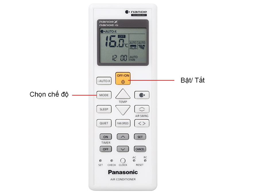 Hướng dẫn sử dụng remote máy lạnh Panasonic dòng AEROWINGS Series > Chế độ cơ bản 