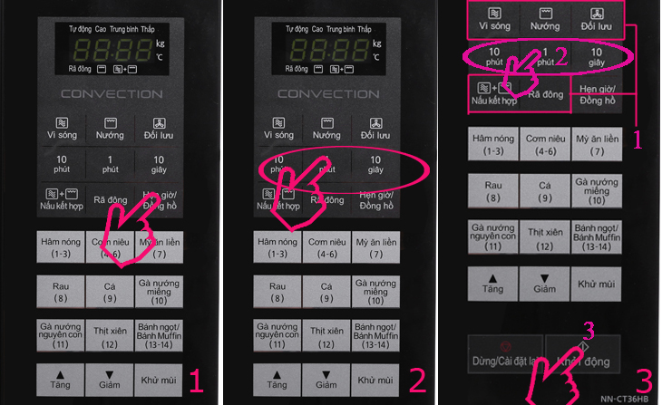 Hướng dẫn sử dụng Lò vi sóng Panasonic NN-CT36HBYUE 23 lít > Trì hoãn bắt đầu