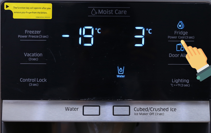 Cách sử dụng bảng điều khiển tủ lạnh Samsung RS58K/RH58K > Bật tính năng làm lạnh nhanh