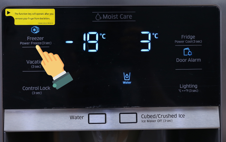 Cách sử dụng bảng điều khiển tủ lạnh Samsung RS58K/RH58K > Bật tính năng làm đông nhanh