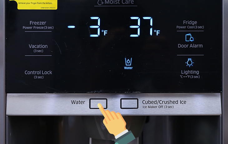 Cách sử dụng bảng điều khiển tủ lạnh Samsung RS58K/RH58K > Lấy nước ngoài