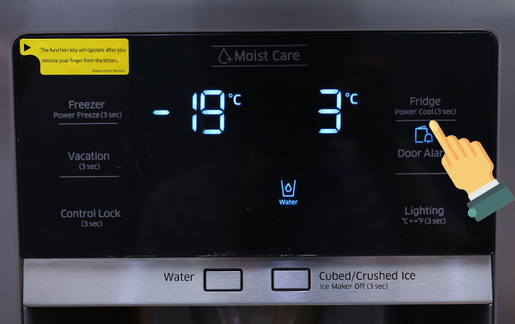 Cách sử dụng bảng điều khiển tủ lạnh Samsung RS58K/RH58K > Chỉnh nhiệt độ ngăn mát