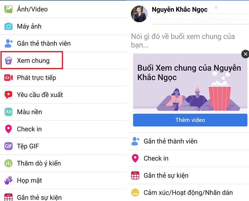 Xem chung Facebook