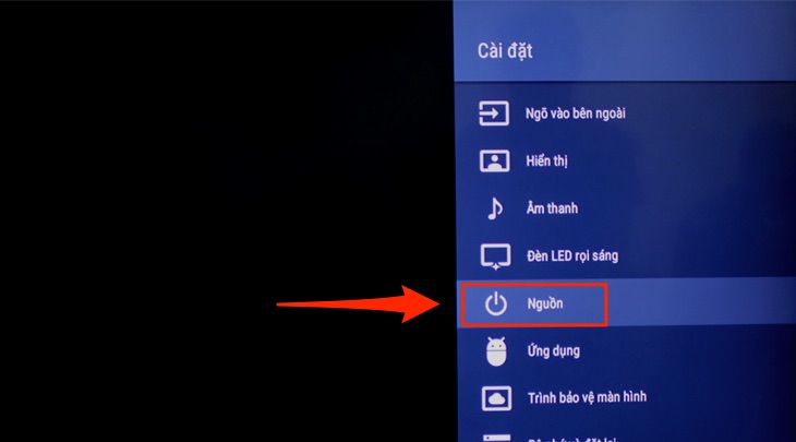 Cách bật chế độ tiết kiệm điện trên Android tivi Sony 2018 > Mục Cài đặt trên tivi Sony 2018