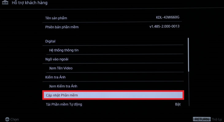 Cách cập nhật phần mềm tự động trên smart tivi sony mới nhất