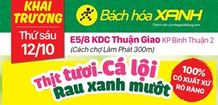 Siêu thị Bách hoá XANH E5/8 Khu dân cư Thuận Giao khai trương ngày 12/10