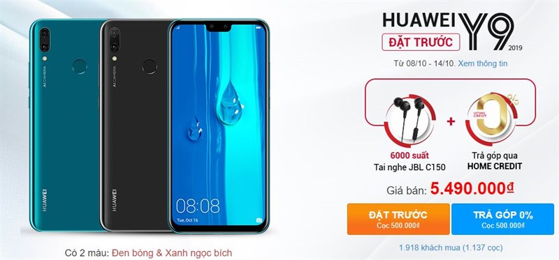 Ngày cuối mua Huawei Y9 2019 4 camera với nhiều khuyến mãi hấp dẫn